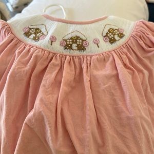 Precious smocked, gingerbread dress